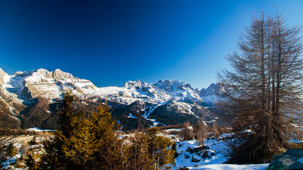 Fototapeta na wymiar Dolomiti di Brenta in a winter day