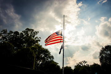 American flag at half mast