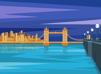 London landscape Tower Bridge sunset on Thames river