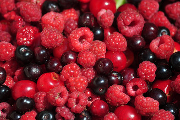 Summer fruit vitamin assorted raspberries, cherries, currants