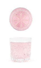 Rocks glass of lemonade isolated