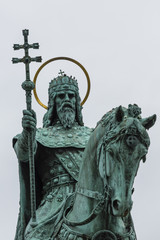 Statue of Saint Stephen I in Front of Fisherman's Bastion at Bud