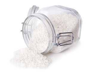 rice in glass container