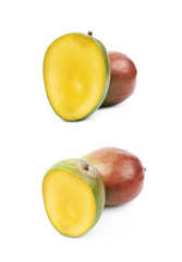 Sliced and cut mango fruit isolated