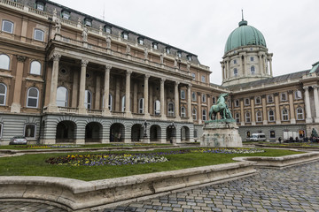 Fototapeta premium People visit Buda Castle in Budapest. It is the largest city in Hungary and 9th largest in the EU