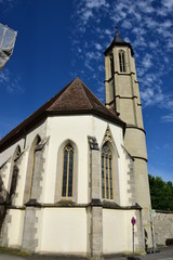 View in the historical town of Rothenburg on the Tauber, Bavaria, region Middle Franconia, Germany