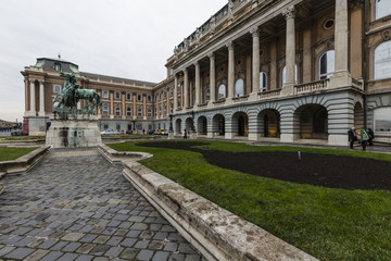 Fototapeta premium People visit Buda Castle in Budapest. It is the largest city in Hungary and 9th largest in the EU