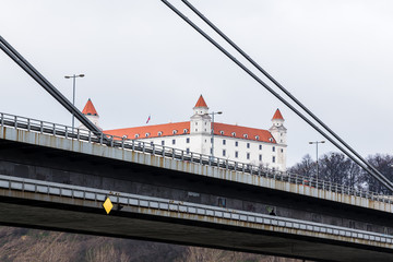 Bratislava castle through the UFO Bridge