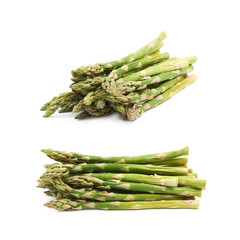 Pile of green asparagus isolated