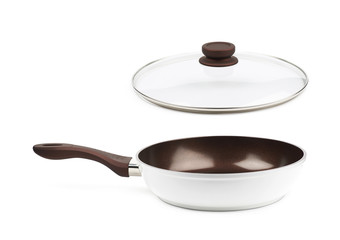 Brown frying pan isolated