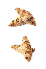 Chocolate croissant pastry isolated