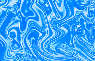 Fototapeta na wymiar Marble abstract background. Blue liquid surface wallpaper. Agate stone ornament with light blue and white paint.