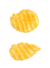 Single potato chip crisp isolated