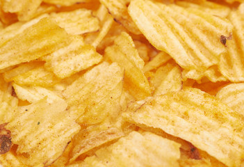 Surface covered with potato chips
