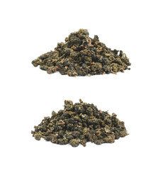 Pile of dried tea leaves isolated