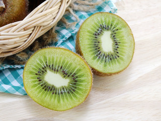 delicious fresh kiwi fruit on a chopping board