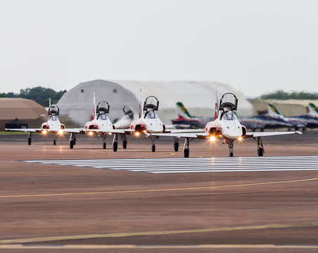 Patrouille Suisse taxi out onto the runway