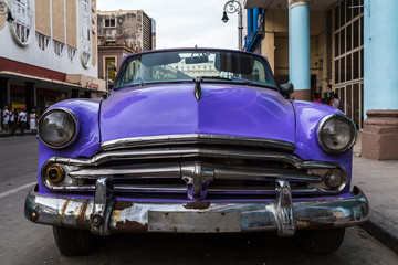 Purple vintage car in Havana