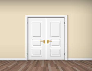 empty room interior with white double door