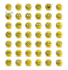 variety expression of yellow smile icon avatar