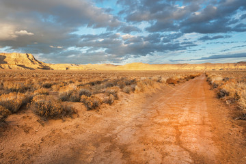 Unpaved road through Grand Staircase Escalante National monument in Utah