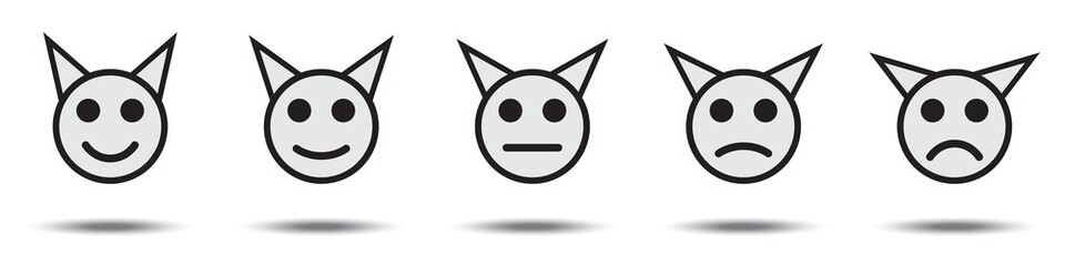 Set of different emotions. Cat. Smiley