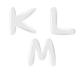 white foam lotion and milk alphabet font . vector