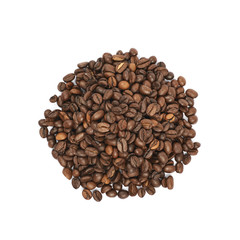 Pile of roasted coffee beans isolated