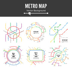 Metro Map Vector. Plan Map Station Metro And Underground Railway Metro Scheme Illustration. Colorful Background With Stations
