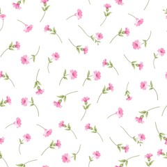 Obraz na płótnie Canvas Elegant flowers fabric with seampless pattern. Spring flowers pattern over white background. Vector illustration.