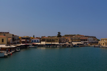 Fototapeta na wymiar Rethymno, Greece - July 30, 2016: Venetian harbour.