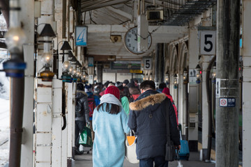 The platform of Otaru station