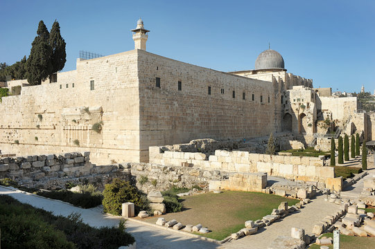 Ancient walls of the old city in Jerusalem