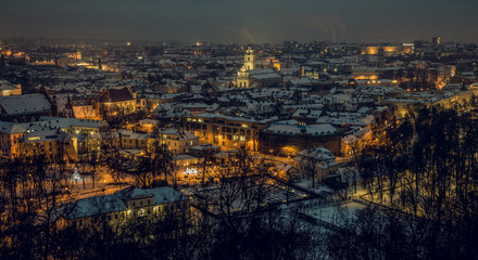 Fototapeta na wymiar Vilnius old town panorama at night