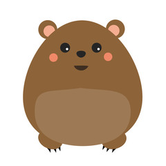 Cute kawaii forest bear character. Children style, vector illustration