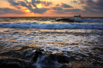 Obraz premium Mediterranean coast in southern Israel near the city of Ashkelon