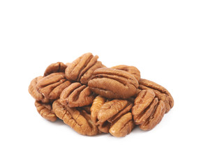 Pile of pecan nuts isolated