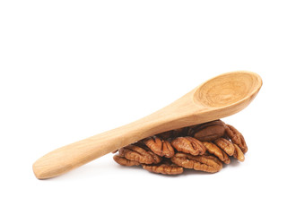 Pile of pecan nuts isolated