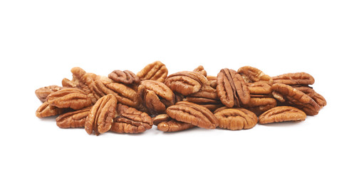 Pile of pecan nuts isolated