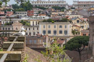 Fototapeta premium The Roman Forum is a plaza surrounded by many ruins of ancient government buildings in the center of Rome