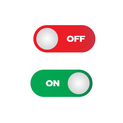 On and Off toggle switch button. Red and green.