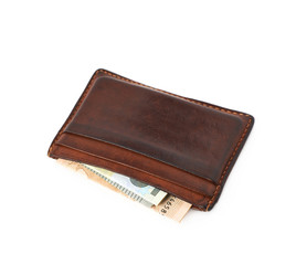 Leather card holder wallet isolated