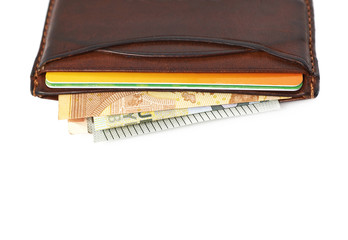 Leather card holder wallet isolated