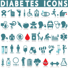 Diabetes health-care life icon set