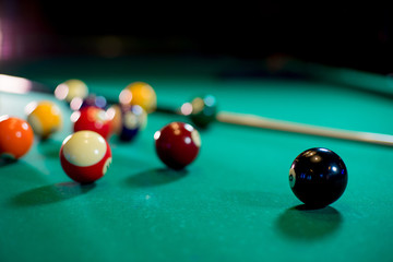billiard balls on the table