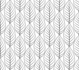 Seamless pattern with leaves for coloring book page vector