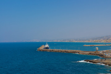 Rethymno, Greece - July  30, 2016: Panoramic view to Rethymno fr