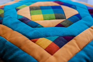 Lovely shot of pillow created by patchwork technique. Pillow from my Grandma