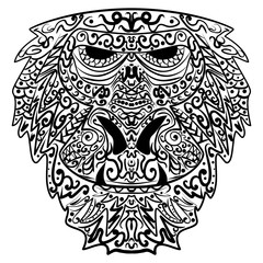 Monkey stylized zentangle style. Ethnic monkey