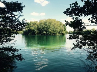 Beautiful island in the middle of a lake
